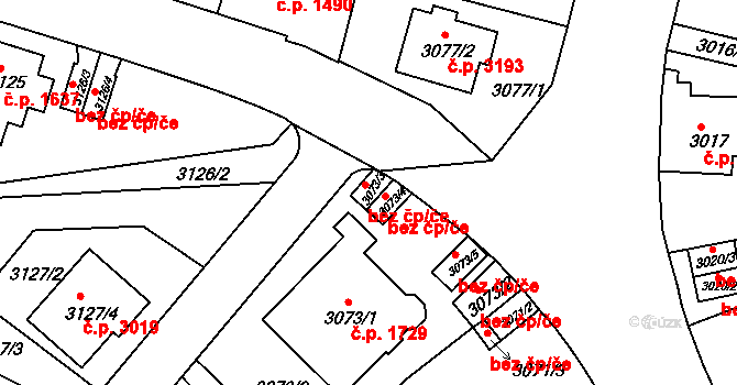 Teplice 45122792 na parcele st. 3073/3 v KÚ Teplice, Katastrální mapa