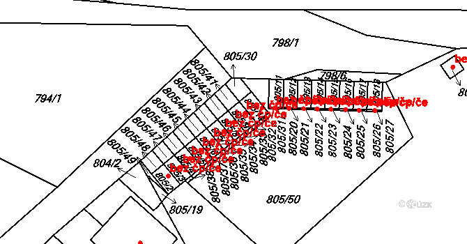 Teplice 45139792 na parcele st. 805/8 v KÚ Teplice-Řetenice, Katastrální mapa