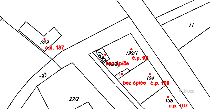 Vamberk 49068792 na parcele st. 133/2 v KÚ Merklovice, Katastrální mapa