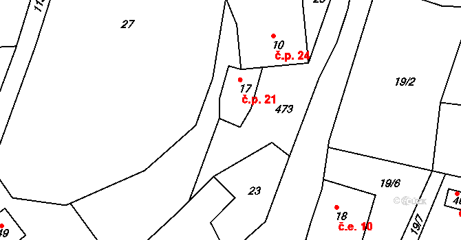 Nuzerov 21, Sušice na parcele st. 17 v KÚ Nuzerov, Katastrální mapa