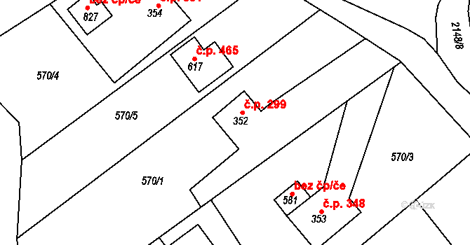 Lichnov 299 na parcele st. 352 v KÚ Lichnov u Nového Jičína, Katastrální mapa