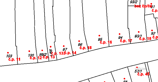 Velešín 15 na parcele st. 96 v KÚ Velešín, Katastrální mapa