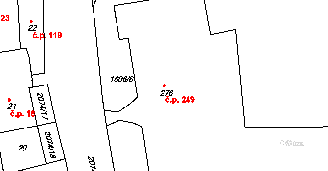 Merklín 249 na parcele st. 276 v KÚ Merklín u Přeštic, Katastrální mapa