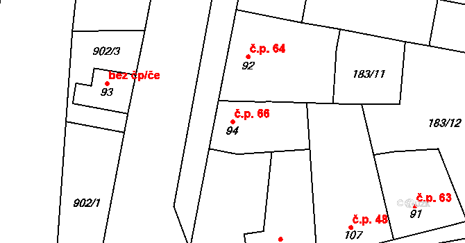 Soběsuky 66, Plumlov na parcele st. 94 v KÚ Soběsuky u Plumlova, Katastrální mapa