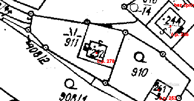 Týn nad Bečvou 278 na parcele st. 292 v KÚ Týn nad Bečvou, Katastrální mapa