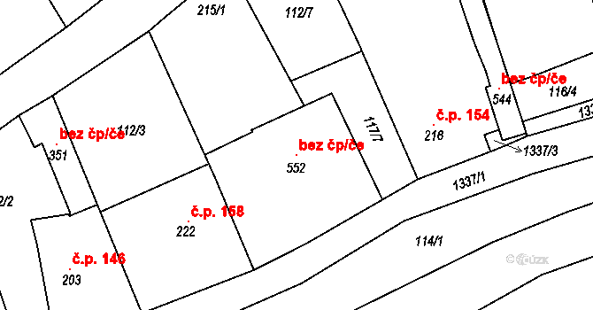 Jablonné v Podještědí 119008793 na parcele st. 552 v KÚ Markvartice v Podještědí, Katastrální mapa