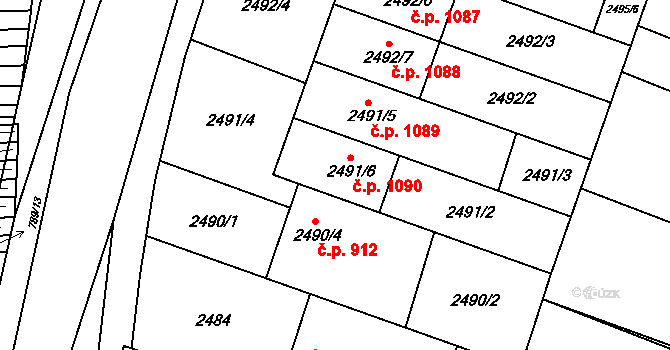 Svatobořice 1090, Svatobořice-Mistřín na parcele st. 2491/6 v KÚ Svatobořice, Katastrální mapa
