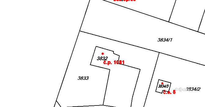 Rychvald 1081 na parcele st. 3832 v KÚ Rychvald, Katastrální mapa