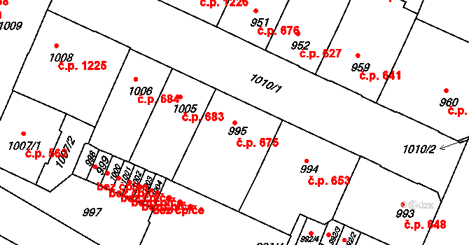 Děčín IV-Podmokly 675, Děčín na parcele st. 995 v KÚ Podmokly, Katastrální mapa