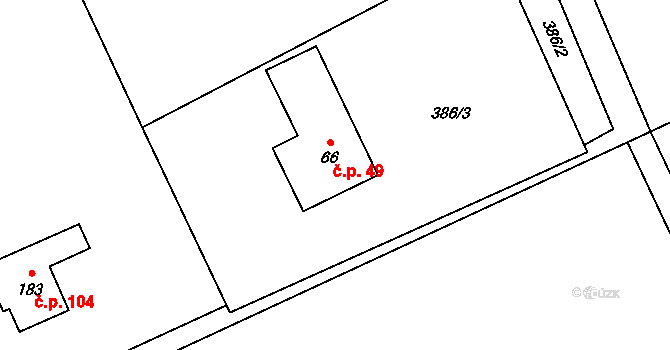 Žermanice 49 na parcele st. 66 v KÚ Žermanice, Katastrální mapa