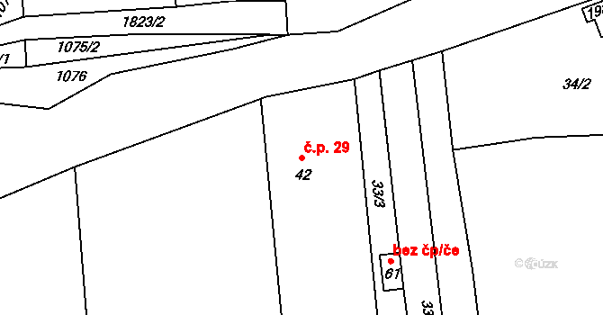 Mlýnec 29, Přimda na parcele st. 42 v KÚ Mlýnec pod Přimdou, Katastrální mapa