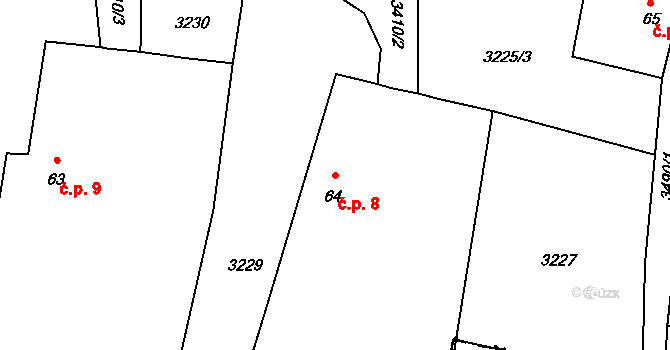 Třitim 8, Žimutice na parcele st. 64 v KÚ Třitim, Katastrální mapa