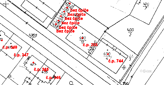 Poděbrady II 255, Poděbrady na parcele st. 400/12 v KÚ Poděbrady, Katastrální mapa