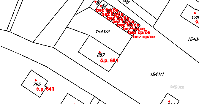 Česká Kamenice 661 na parcele st. 887 v KÚ Česká Kamenice, Katastrální mapa