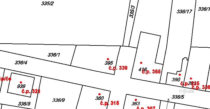 Blovice 339 na parcele st. 395 v KÚ Blovice, Katastrální mapa