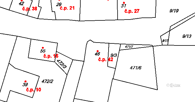 Ohučov 42, Staňkov na parcele st. 46 v KÚ Ohučov, Katastrální mapa