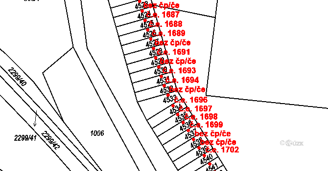 Cheb 1694 na parcele st. 4532 v KÚ Cheb, Katastrální mapa