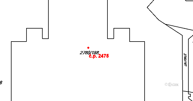 Stodůlky 2475, Praha na parcele st. 2780/188 v KÚ Stodůlky, Katastrální mapa