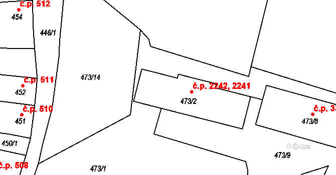 Česká Lípa 2241,2242 na parcele st. 473/2 v KÚ Česká Lípa, Katastrální mapa