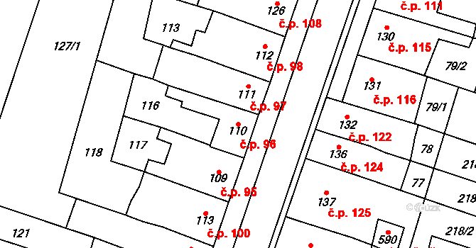 Domamyslice 96, Prostějov na parcele st. 110 v KÚ Domamyslice, Katastrální mapa