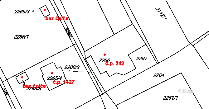 Dolní Suchá 212, Havířov na parcele st. 2266 v KÚ Dolní Suchá, Katastrální mapa