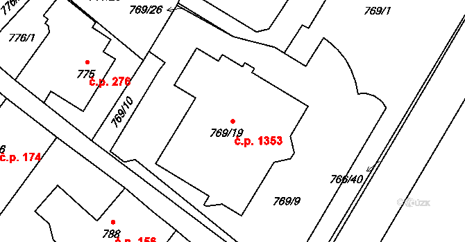 Kopřivnice 1353 na parcele st. 769/19 v KÚ Kopřivnice, Katastrální mapa