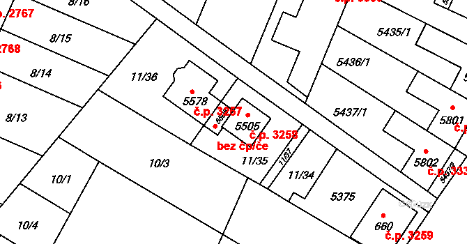 Břeclav 3258 na parcele st. 5505 v KÚ Břeclav, Katastrální mapa