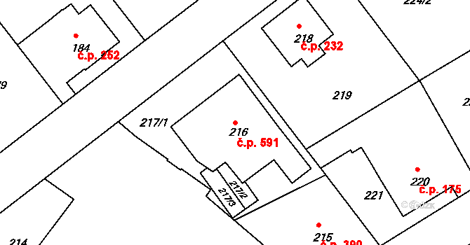 Liberec XI-Růžodol I 591, Liberec na parcele st. 216 v KÚ Růžodol I, Katastrální mapa