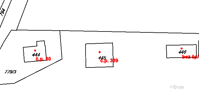Velká Ves 339, Broumov na parcele st. 445 v KÚ Velká Ves u Broumova, Katastrální mapa