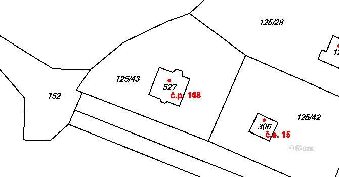 Český Šternberk 168 na parcele st. 527 v KÚ Český Šternberk, Katastrální mapa