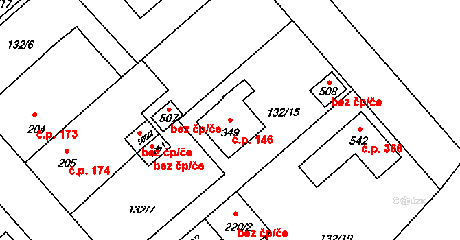 Sedlec 146, Sedlec-Prčice na parcele st. 349 v KÚ Sedlec u Votic, Katastrální mapa