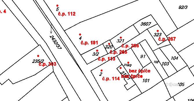 Tlumačov 113 na parcele st. 3/2 v KÚ Tlumačov na Moravě, Katastrální mapa