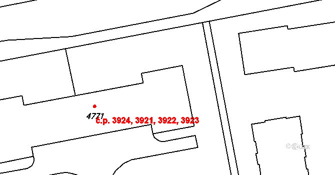 Zlín 3921,3922,3923,3924 na parcele st. 4771 v KÚ Zlín, Katastrální mapa
