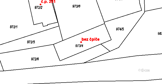 Horšovský Týn 43105793 na parcele st. 973/4 v KÚ Horšovský Týn, Katastrální mapa
