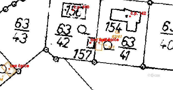 Úmyslovice 43273793 na parcele st. 157 v KÚ Úmyslovice, Katastrální mapa