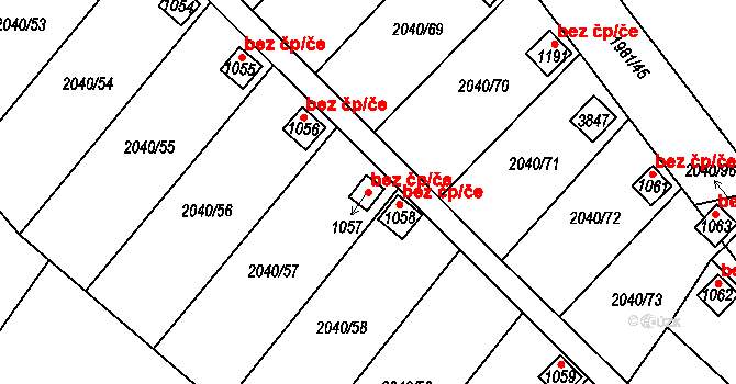 Krupka 45078793 na parcele st. 1057 v KÚ Krupka, Katastrální mapa