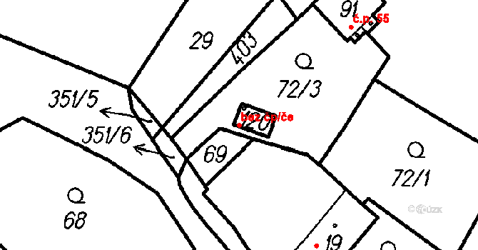 Vrhaveč 45217793 na parcele st. 120 v KÚ Neznašovy, Katastrální mapa