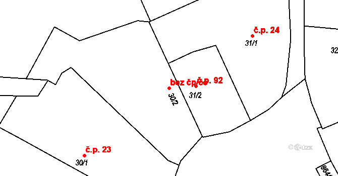 Kovářov 47995793 na parcele st. 30/2 v KÚ Zahořany, Katastrální mapa