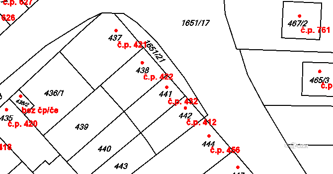 Drnovice 432 na parcele st. 441 v KÚ Drnovice u Vyškova, Katastrální mapa