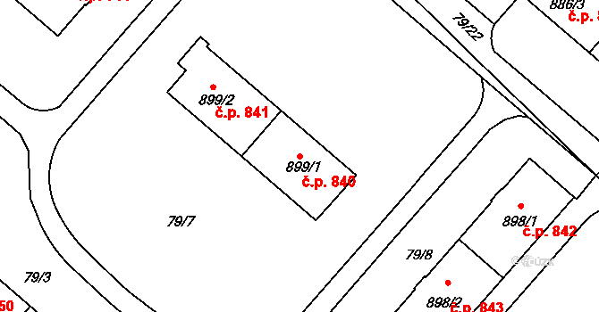 Neratovice 840 na parcele st. 899/1 v KÚ Neratovice, Katastrální mapa