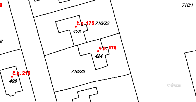 Dolní Kamenice 176, Česká Kamenice na parcele st. 424 v KÚ Dolní Kamenice, Katastrální mapa