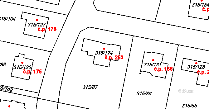 Bdeněves 253 na parcele st. 315/174 v KÚ Bdeněves, Katastrální mapa