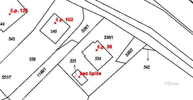 Stachovice 36, Fulnek na parcele st. 534 v KÚ Stachovice, Katastrální mapa