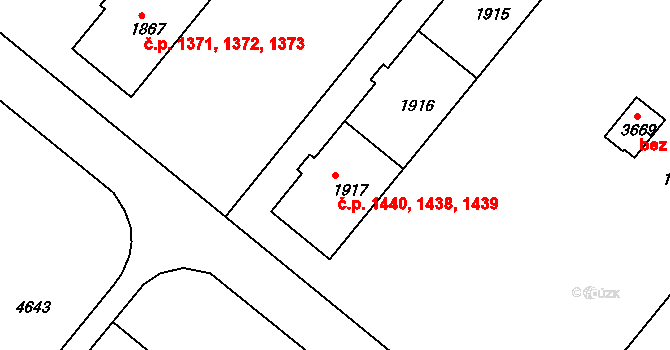 Frenštát pod Radhoštěm 1438,1439,1440 na parcele st. 1915 v KÚ Frenštát pod Radhoštěm, Katastrální mapa
