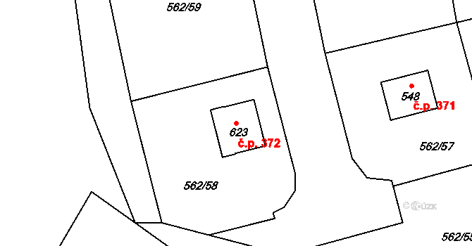 Libá 372 na parcele st. 623 v KÚ Libá, Katastrální mapa