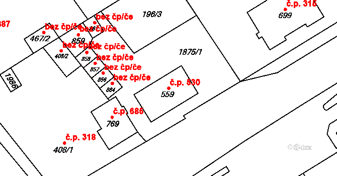 Kvasice 530 na parcele st. 559 v KÚ Kvasice, Katastrální mapa
