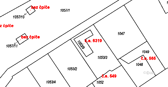 Trnovany 6319, Teplice na parcele st. 1053/9 v KÚ Teplice-Trnovany, Katastrální mapa