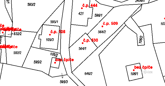 Lučany nad Nisou 530 na parcele st. 564/1 v KÚ Lučany nad Nisou, Katastrální mapa