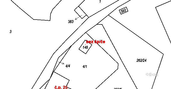 Lísek 121093794 na parcele st. 148 v KÚ Vojtěchov u Lísku, Katastrální mapa