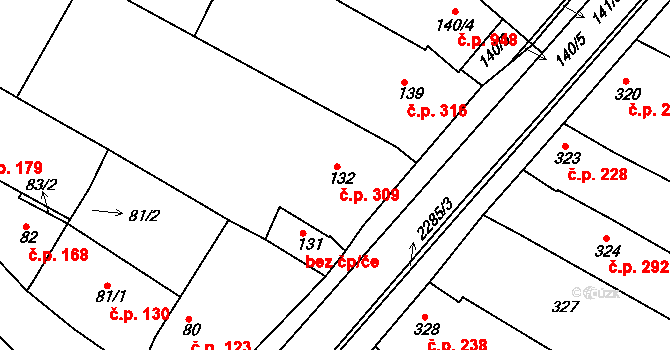 Svatobořice 309, Svatobořice-Mistřín na parcele st. 132 v KÚ Svatobořice, Katastrální mapa